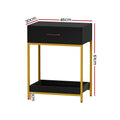 Artiss Bedside Table 2 Drawers Nightstand Black MASON
