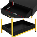 Artiss Bedside Table 2 Drawers Nightstand Black MASON