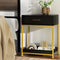 Artiss Bedside Table 2 Drawers Nightstand Black MASON
