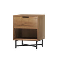 Artiss Bedside Table 2 Drawer Nightstand Rust Oak Storage