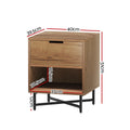 Artiss Bedside Table 2 Drawer Nightstand Rust Oak Storage