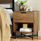 Artiss Bedside Table 2 Drawer Nightstand Rust Oak Storage