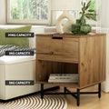 Artiss Bedside Table 2 Drawer Nightstand Rust Oak Storage