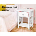 Artiss Bedside Table 2 Pack 1 Drawer White