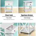 Artiss Bedside Table 2 Pack 1 Drawer White
