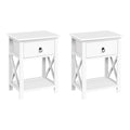 Artiss Bedside Table 2 Pack 1 Drawer White