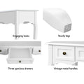 Artiss Console Table 3 Drawers White Hamptons Style
