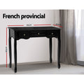 Artiss Console Table 3 Drawers Black Hamptons Style