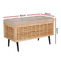Artiss Storage Ottoman 80cm Weaved Velvet Blanket Box Pine