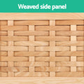 Artiss Storage Ottoman 80cm Weaved Velvet Blanket Box Pine