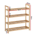 Artiss 4-Tier Shoe Rack 12 Pairs Woven Shelves Storage