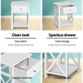 Artiss Bedside Table 1 Drawer White with Shelf