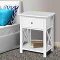 Artiss Bedside Table 1 Drawer White with Shelf