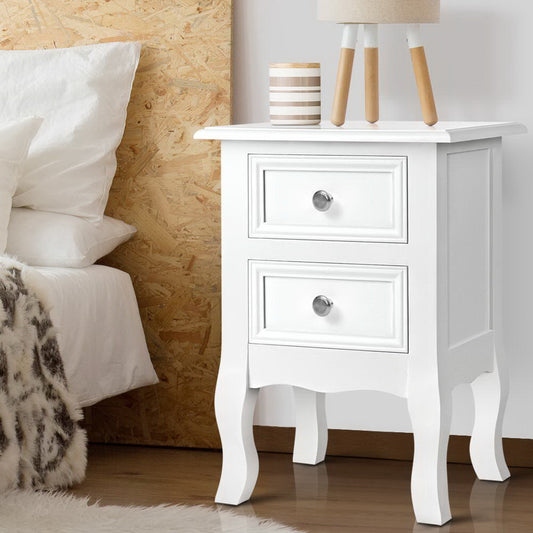 Artiss Bedside Table 2 Drawers White