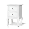 Artiss Bedside Table 2 Drawers White