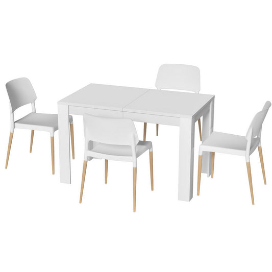 Artiss Dining Table 4 Chairs Set White Wood
