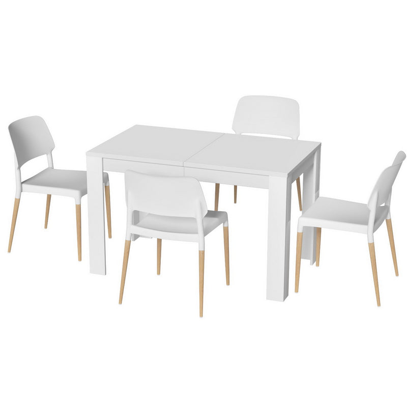 Artiss Dining Table 4 Chairs Set White Wood