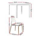 Artiss Dining Table 4 Chairs Set White Wood