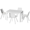 Artiss Rectangle Dining Table 4 Chairs Set White