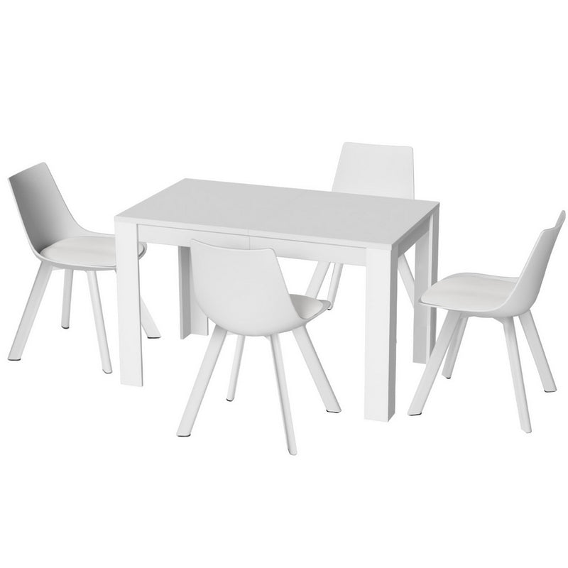 Artiss Rectangle Dining Table 4 Chairs Set White