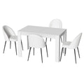 Artiss Dining Table 4 Chairs Set White Sherpa