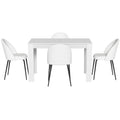 Artiss Dining Table 4 Chairs Set White Sherpa