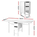 Artiss Dining Table and Chairs Set 5pcs Foldable Kitchen Furniture with 2 Drawers Black and White
