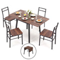 Artiss Dining Table and Chairs Set 5pcs with Extendable 60-120cm Drop-Leaf Table Brown
