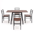 Artiss Dining Table and Chairs Set 5pcs with Extendable 60-120cm Drop-Leaf Table Brown