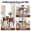 Artiss Dining Table and Chairs Set 5pcs with Extendable 60-120cm Drop-Leaf Table Brown
