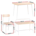 Artiss Dining Table Chairs Set 4 Bench Kitchen Natural White