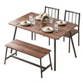 Artiss Dining Table Chairs Set 4 Bench Rustic Brown Kitchen