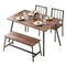 Artiss Dining Table Chairs Set 4 Bench Rustic Brown Kitchen