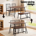 Artiss Dining Table Chairs Set 4 Bench Rustic Brown Kitchen