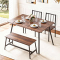 Artiss Dining Table Chairs Set 4 Bench Rustic Brown Kitchen