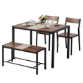 Artiss Dining Table Chairs Set 4 Bench Kitchen Rustic Brown