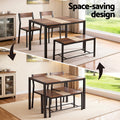 Artiss Dining Table Chairs Set 4 Bench Kitchen Rustic Brown