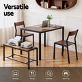 Artiss Dining Table Chairs Set 4 Bench Kitchen Rustic Brown
