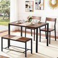 Artiss Dining Table Chairs Set 4 Bench Kitchen Rustic Brown