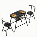 Artiss Dining Table Set 3PC Bistro Kitchen Wine Rack Black Marble