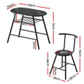 Artiss Dining Table Set 3PC Bistro Kitchen Wine Rack Black Marble