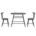 Artiss Dining Table Set 3PC Bistro Kitchen Wine Rack Black Marble