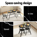 Artiss Dining Table Set 3PC Bistro Kitchen Wine Rack Black Marble