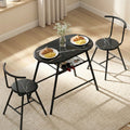 Artiss Dining Table Set 3PC Bistro Kitchen Wine Rack Black Marble
