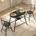 Artiss Dining Table Set 3PC Bistro Kitchen Wine Rack Black Marble