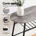 Artiss Oval Dining Table Set 3PC Space-Saving Bistro Kitchen Storage Wine Rack Grey