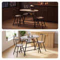 Artiss Oval Dining Table Set 3PC Space-Saving Bistro Kitchen Storage Wine Rack Grey