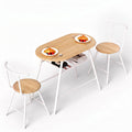 Artiss Oval Dining Table Set 3PC Space-Saving Bistro Kitchen Storage Wine Rack Natural White