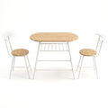 Artiss Oval Dining Table Set 3PC Space-Saving Bistro Kitchen Storage Wine Rack Natural White