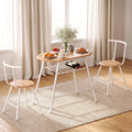 Artiss Oval Dining Table Set 3PC Space-Saving Bistro Kitchen Storage Wine Rack Natural White